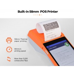 Bezprzewowody Bluetooth POS z wbudowaną drukarką termiczną ekran dotykowy 5.5` NFC Android 8.1 1GB/8GB