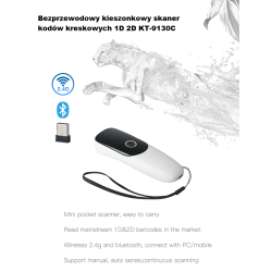 Kieszonkowy mini skaner kodów kreskowych 1D 2D QR Bluetooth 2.4G 4mil