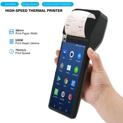 Ręczny terminal POS z drukarką termiczną kwitów i etykiet ekran 6 cali NFC Android 11 3GB/32GB z bazą do ładowania