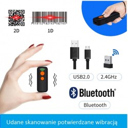 Kieszonkowy mini czytnik kodów kreskowych QR Aztec MaxiCode Bluetooth USB 2.4G