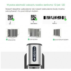 Wifi Bluetooth USB skaner kodów QR z wyświetlaczem