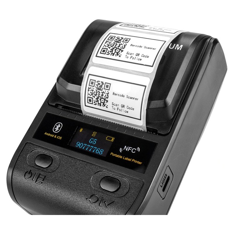 Bezprzewodowa i przewodowa przenośna Bluetooth mini drukarka termiczna do etykiet kieszonkowa 1D 2D